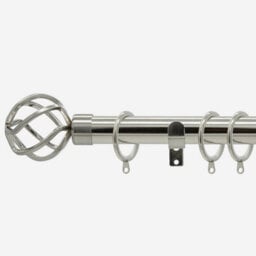 Stainless Steel 28mm Cage Fixed Length Metal Curtain Pole  70Cm - thumbnail 1