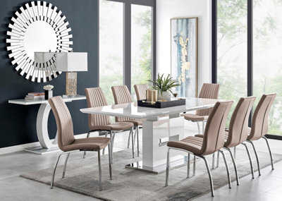 Furniturebox Uk Arezzo Large Extending Dining Table And 8 Cappuccino Isco Chairs - image 1