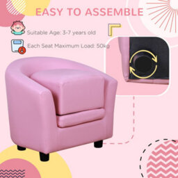 Homcom Kids Mini Sofa Children Armchair With Ottoman For Bedroom Playroom Pink - thumbnail 7