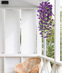 2 Pack Artificial Hanging Flowers For Outdoor Use, Artificial Morning Glory With Leaves, Realistic Hanging Plants, Purple - thumbnail 4