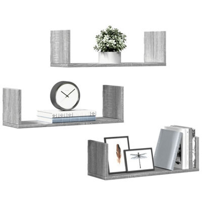 Berkfield Wall Shelves 3 Pcs Grey Sonoma 58X18X18 Cm Engineered Wood - image 1