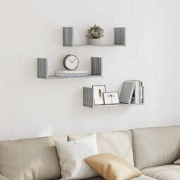 Berkfield Wall Shelves 3 Pcs Grey Sonoma 58X18X18 Cm Engineered Wood - thumbnail 3