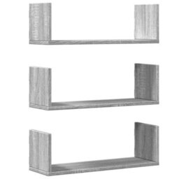 Berkfield Wall Shelves 3 Pcs Grey Sonoma 58X18X18 Cm Engineered Wood - thumbnail 2