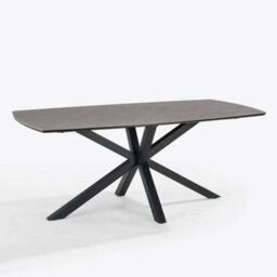 Home Detail Verona Grey Ceramic Dining Table & Grey/beige Fabric Porto Swivel Chairs, 6 Seater - thumbnail 2