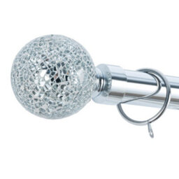 A.unique Home Crackle Ball Metal Extendable Curtain Pole With Rings And Fittings (25/28mm) - Nickel, 120Cm - 220Cm Approx - thumbnail 3