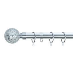 A.unique Home Crackle Ball Metal Extendable Curtain Pole With Rings And Fittings (25/28mm) - Nickel, 120Cm - 220Cm Approx - thumbnail 1