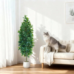 London Boutique 150Cm Artificial Bay Tree With White Pot, Faux Bay Laurel Topiary, Adjustable Silk Leaves, Indoor Outdoor Decor - thumbnail 2