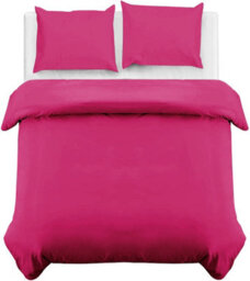 Ameha Plain 3-Piece Duvet Pink Quilt Cover Breathable Microfiber Reversible Single Set With Pillowcase 135 X 200 Cm - thumbnail 7