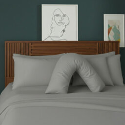 V Shape Pillowcase For Support Maternity Pillows Polycotton Easy Care Silver - thumbnail 1