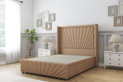 "Sloomy Rutherford Latte Dumfries Divan Bedno Drawers - 54"" Wingback Headboard & 12""footboard 4' Small Double" - image 1