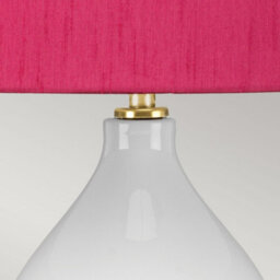 Luminosa Lighting Luminosa Isla Table Lamp With Round Tapered Shade, Aged Brass, White, Pink - thumbnail 3
