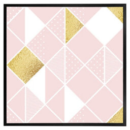 "Andrew Lee Pink & Gold Geometric (Picutre Frame) / 12X12"" / Black" - thumbnail 9