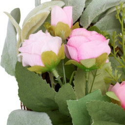 Living And Home Pink Peony Artificial Flower Wreath Green Leaves Rattan Base Front Door Farmhouse Wall Hanging Decor - thumbnail 7