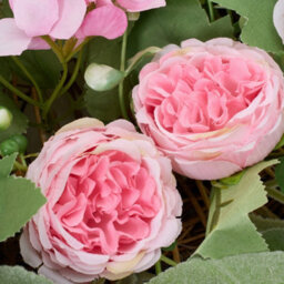 Living And Home Pink Peony Artificial Flower Wreath Green Leaves Rattan Base Front Door Farmhouse Wall Hanging Decor - thumbnail 6