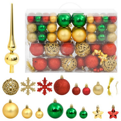 Berkfield 112 Piece Christmas Bauble Set Red / Green / Gold Polystyrene - image 1