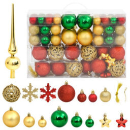 Berkfield 112 Piece Christmas Bauble Set Red / Green / Gold Polystyrene - thumbnail 1