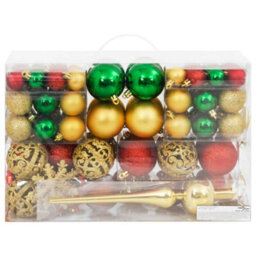 Berkfield 112 Piece Christmas Bauble Set Red / Green / Gold Polystyrene - thumbnail 3