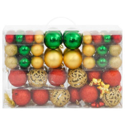 Berkfield 112 Piece Christmas Bauble Set Red / Green / Gold Polystyrene - thumbnail 2