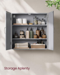 Wall-Mounted Bathroom Cabinet, Adjustable Shelves, Storage Unit, Dove Grey - thumbnail 3
