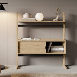 Arte Ollie 3 Low Bookcase In Oiled Oak - Compact And Stylish Storage Solution - W108Cm X H121Cm X D40Cm - thumbnail 4