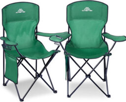 Vivo Set Of 2 Camping Chair Lightweight Folding Portable With Cup Holder Side Pocket - Green - thumbnail 1