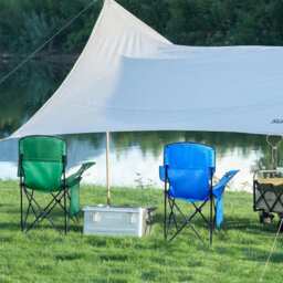 Vivo Set Of 2 Camping Chair Lightweight Folding Portable With Cup Holder Side Pocket - Green - thumbnail 2
