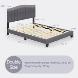 Costway Double Size Bed Frame Adjustable Vertical Upholstered Headboard - thumbnail 2