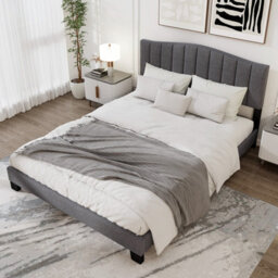 Costway Double Size Bed Frame Adjustable Vertical Upholstered Headboard - thumbnail 1