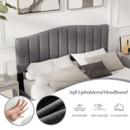 Costway Double Size Bed Frame Adjustable Vertical Upholstered Headboard - thumbnail 3