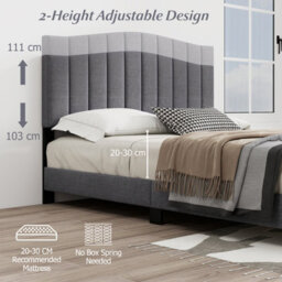 Costway Double Size Bed Frame Adjustable Vertical Upholstered Headboard - thumbnail 4