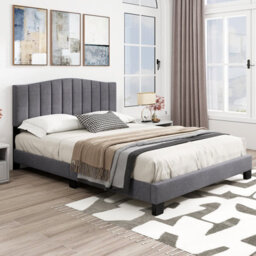 Costway Double Size Bed Frame Adjustable Vertical Upholstered Headboard - thumbnail 8