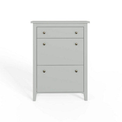 Grey 2-Tier Shoe Cabinet Drawer - image 1