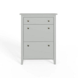 Grey 2-Tier Shoe Cabinet Drawer