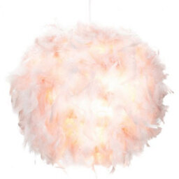 Happy Homewares Contemporary And Unique Large Pink Real Feather Decorated Pendant Light Shade - thumbnail 2