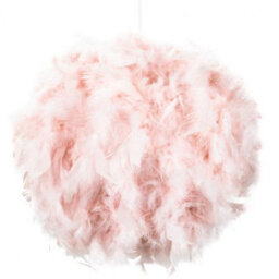 Happy Homewares Contemporary And Unique Large Pink Real Feather Decorated Pendant Light Shade - thumbnail 1
