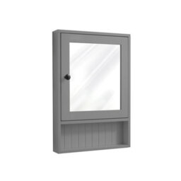 Homestylestore 450 X 650mm Light Grey Wall Mounted Corner Mirrored Door Bathroom Cabinet And Black Round Handle - thumbnail 1