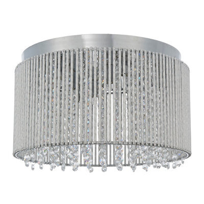 Anson Lighting Galina 10Lt Flush Chrome Effect Plate And Clear Crystal Glass