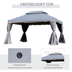 Outsunny 3X4M 2-Tier Gazebo Aluminium Garden Marquee Party Tent Grey - thumbnail 6