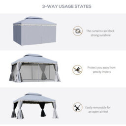 Outsunny 3X4M 2-Tier Gazebo Aluminium Garden Marquee Party Tent Grey - thumbnail 4