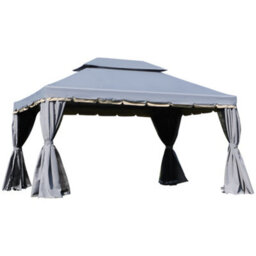 Outsunny 3X4M 2-Tier Gazebo Aluminium Garden Marquee Party Tent Grey - thumbnail 2