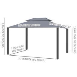 Outsunny 3X4M 2-Tier Gazebo Aluminium Garden Marquee Party Tent Grey - thumbnail 3