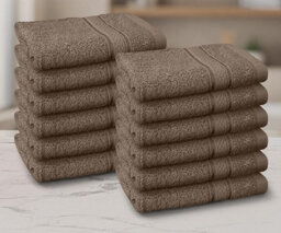 Casabella 12 Pack Flannel Face Cloth - 100% Cotton Face Towels Soft & Absorbent Super Quality Washcloths
