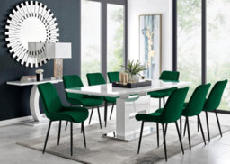 Furniturebox Uk Arezzo Large Extending Dining Table And 8 Green Pesaro Black Leg Chairs
