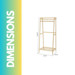 BMBO Tall Wooden Clothing Rail With Shelves Brown - thumbnail 5