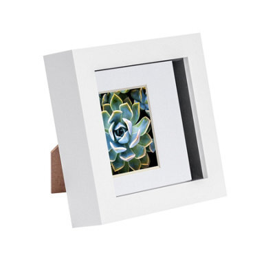 "Nicola Spring 4 X 4"" Photo Frame - White/white Mount - 3D Photo Frame Picture Frame Box Portrait Display Case (12.5 X 12.5Cm)" - image 1