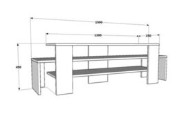 Decorotika Lenora Tv Stand Tv Cabinet Multimedia Unit With Open Shelves - White And Walnut Pattern - thumbnail 5