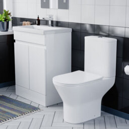 Nes Home 600mm Gloss White Basin Vanity & Close Coupled Rimless Toilet - thumbnail 2