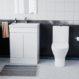 Nes Home 600mm Gloss White Basin Vanity & Close Coupled Rimless Toilet - thumbnail 3