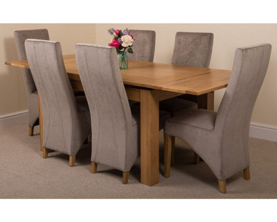 That's Furniture Richmond 140Cm - 220Cm Oak Extending Dining Table And 6 Chairs Dining Set With Lola Grey Fabric Chairs - image 1