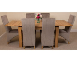 That's Furniture Richmond 140Cm - 220Cm Oak Extending Dining Table And 6 Chairs Dining Set With Lola Grey Fabric Chairs - thumbnail 2